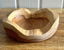 Hand Made Carved Wooden Natural Rustic Wood Grain Pot Bowl Dish 5”