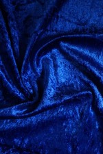1 x End of Roll Blue Crushed Velour Velvet Stretch Fabric 4m Long x 150cm Wide
