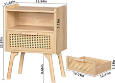 Boho Rattan Nightstand with
