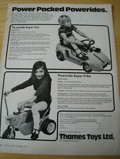 THAMES TOYS LTD POWERIDE CAR SUPER TRIKE 1971 IMAGE ADVERT APPROX A4 SIZE FILE L
