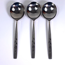 Oneida Deluxe Capistrano Soup Spoons x 3 Rose Oneidacraft 178mm Stainless Steel