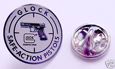 Glock pistol silver pin badge