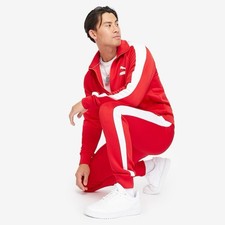PUMA Men’s Iconic T7 Tracksuit Red White Full Zip Jacket & Pants Set NWT Size S