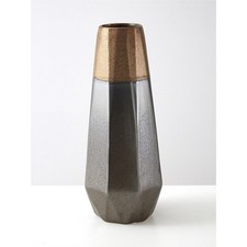 44cm Silver and Copper Polygonal Large Metallic Vase