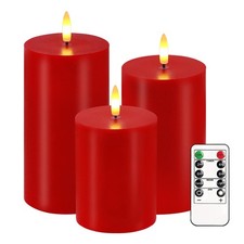 Red Flameless Candles, Set of