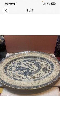 Chinese dragon plate - dragon, oval