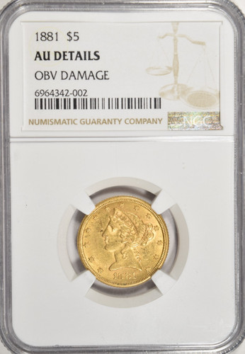 1881 gold half eagle - $5,