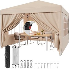 3x3m/3x6m Garden Pop-Up Gazebo Tent Party Canopy with Detachable Side Curtains
