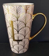 ? PINK BLUSH GOLD ART DECO TALL LATTE MUG
