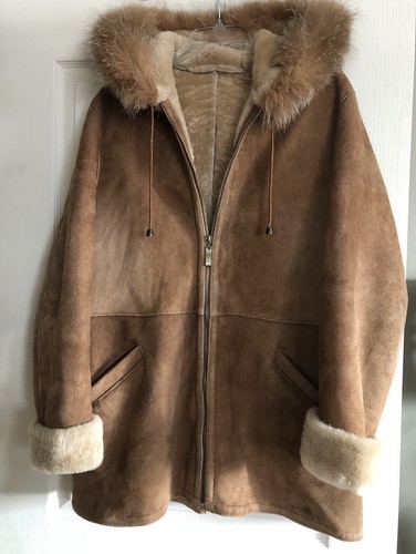 Vtg sheepskin shearling - vtg, hooded