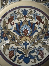 Antique Mettlach Villeroy & Boch Wall Plate persian Paisley etched plaque 1689