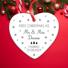 Personalised 1st Christmas Tree Decor Ornament First Christmas as Married Bauble