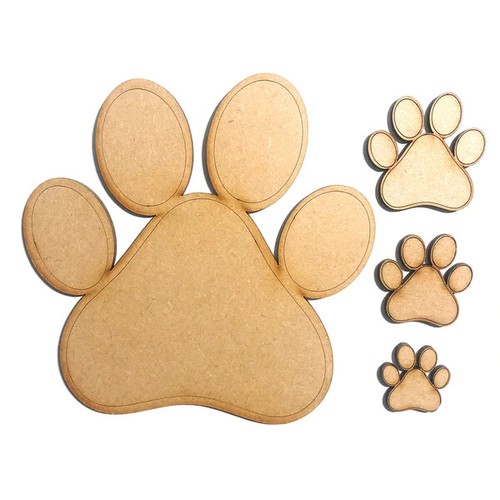 Wooden mdf dog paw shapes - dog,