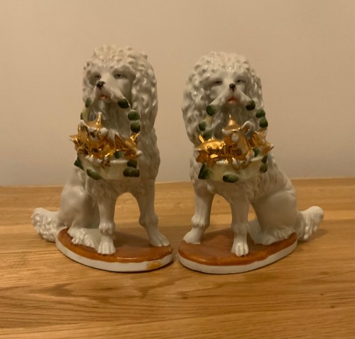 Antique victorian poodle dogs - antique,