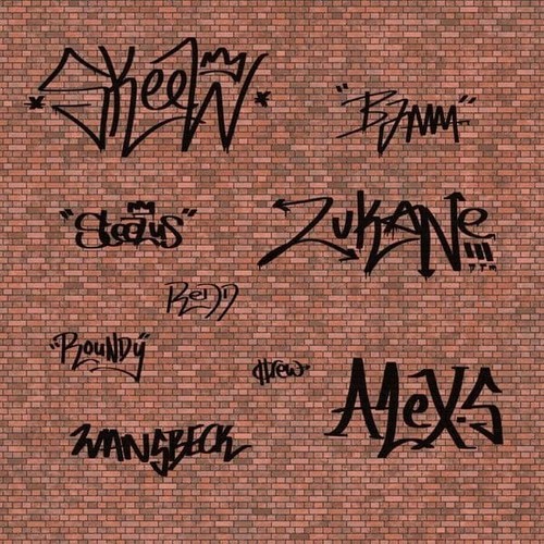 Assorted graffiti tag decals - tag,