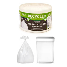 Recycled Bin Liners 100 Pack - 50L / 13 Gallon - Eco-Friendly, Leak-Proof