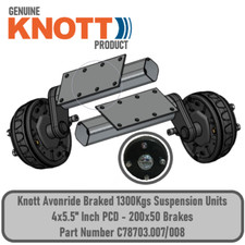 Genuine Knott Trailer 1300kg Braked Suspension Units 4 Stud x 5.5 Inch PCD Drum