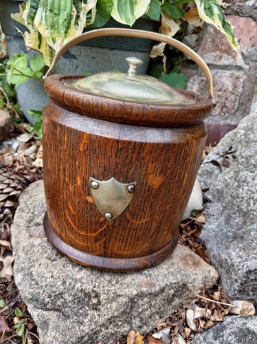 Antique oak biscuit barrel - antique,