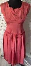 Coral taffeta 1950s Prom