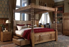 Super king size four poster bed & bedroom suite set