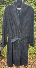 Derek Rose Savile Row London Dressing Gown Robe Wool Size  XL (Black/Blue/Green)
