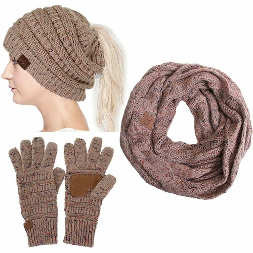 3pc confetti knit beanie - c.c,
