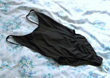 American Apparel Nylon Tricot One Piece Swimsuit Swimming Costume Black Large L