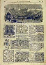 Original Old Antique Print Roman Villa Pau Valley Gan Artifacts 1850 Victorian