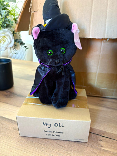 Oli black cat plush soft - black,