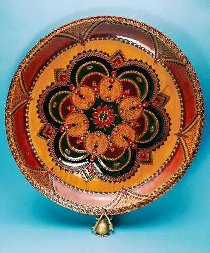 Hand painted round wooden - painted,