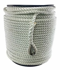 6mm White 3st Nylon Rope Anchor Rope Reel With Stainless Steel Thimble