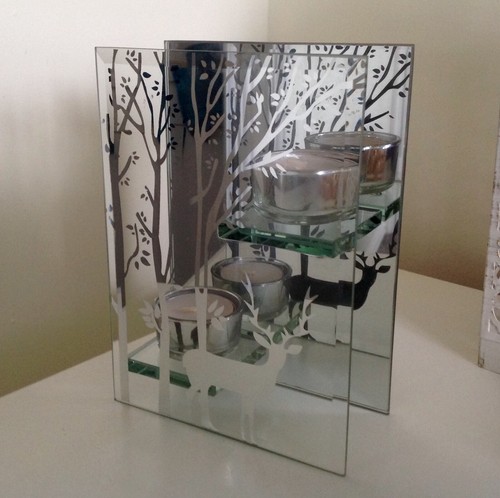 Glass mirror reindeer trees - glass, &