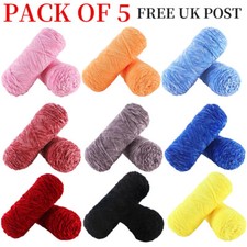 5 x 100g Skein Shiny Chunky Chenille Yarn Crochet Soft Baby Velvet Knitting Wool