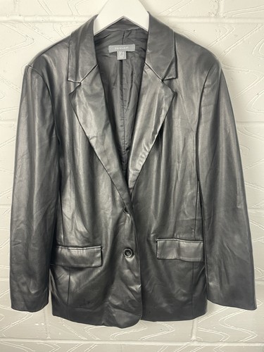 Black faux leather blazer - faux,
