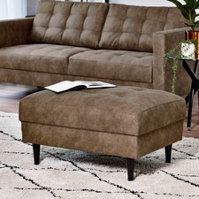 **Seconds** Jolene Brown Faux Leather Chesterfield Footstool Living Room
