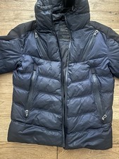 Police 883 Puffer Jacket Size M Men's Navy Blue Hooded Full Zip Padded Coat Top