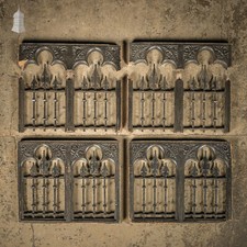 Gothic Gate Frames, 19th C Carved Oak with Cast Iron Elements