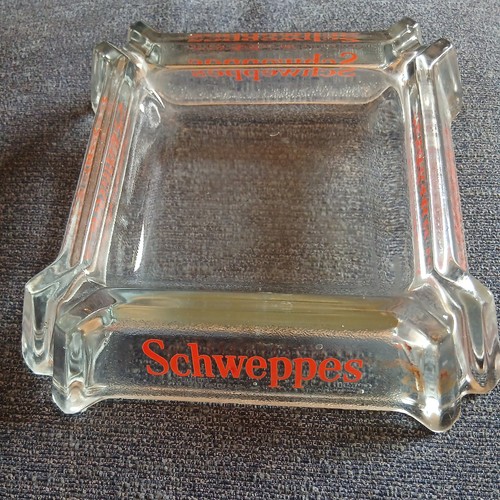 Schweppes glass ashtray - schweppes,