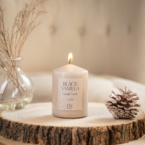 Black vanilla pillar candle - black,