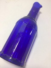 Excellent COBALT BLUE 6oz Old 18 SIDED PANELS Master Ink Bottle Pouring Spout