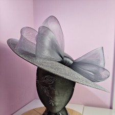 grey large fascinator wedding