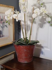 Vintage Red Galvanised Riveted Fire Bucket Coal Wood Basket Planter Wine Cooler