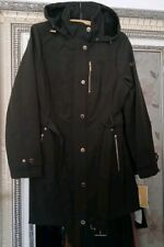 New MICHAEL KORS Ladies Smart Dark Olive Belted Gold Hardware Hooded Coat UK M