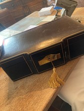 Vintage leather jewellery box, made in England, with key