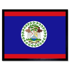 Belize National Flag World Flags Country Poster Framed Art Picture Print 9X7 In