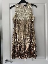 Lipsy Gold Petite Premium Halterneck Embellished Chrishell Stause Dress UK10
