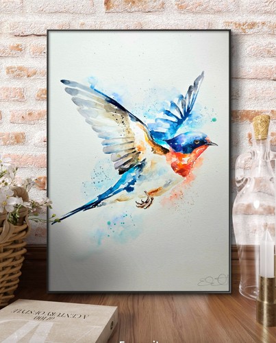 Original swallow watercolour - original,