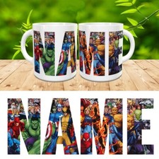 MARVEL PERSONALISED NAME LOGO SUPERHEROES Hulk Superman Batman Mug Thor Mug  Tea