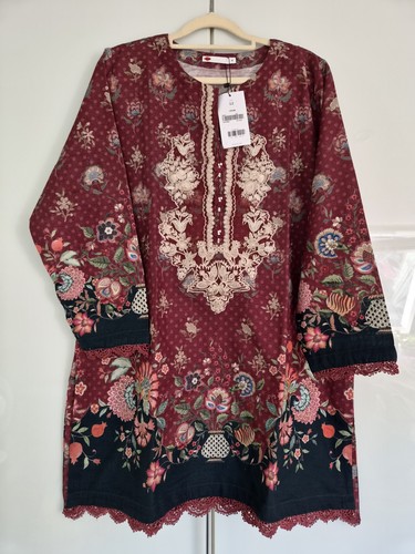 Khaadi piece burgundy floral - 3,