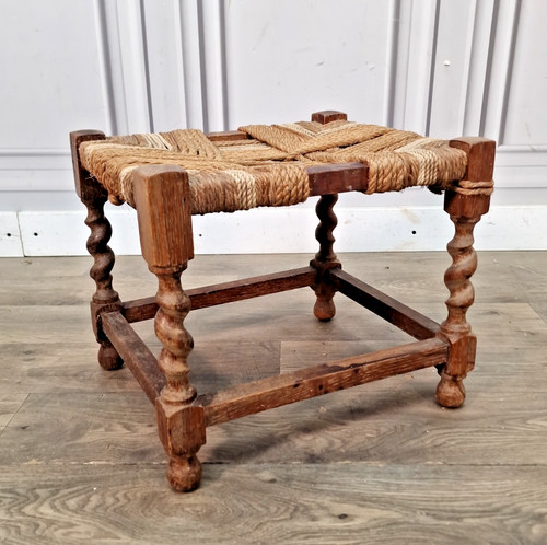 Antique oak rope stool - antique,